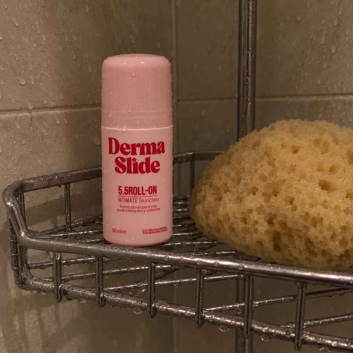 La misma balda de la ducha con solo el roll on de DermaSlide